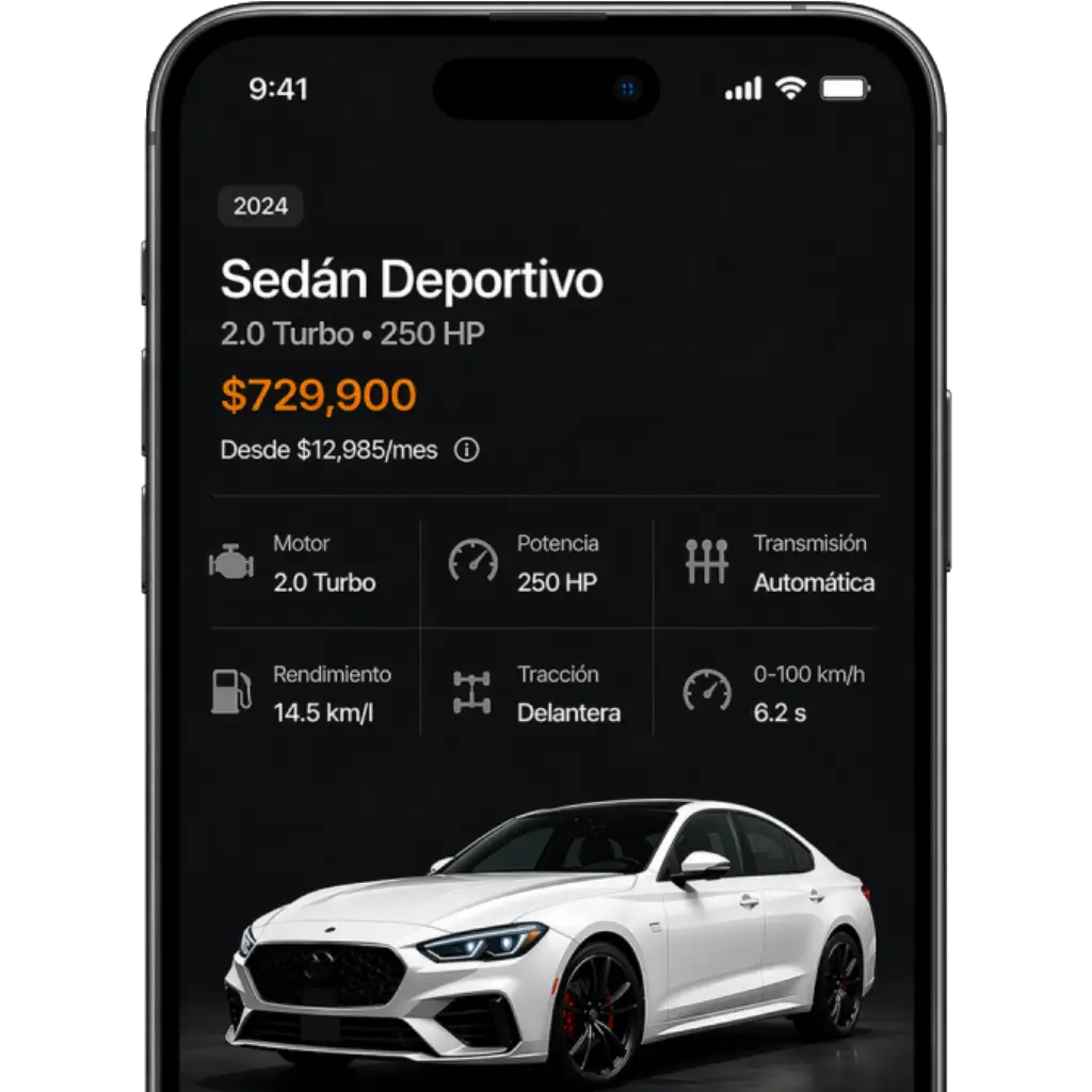 Vehicle detail page with specs