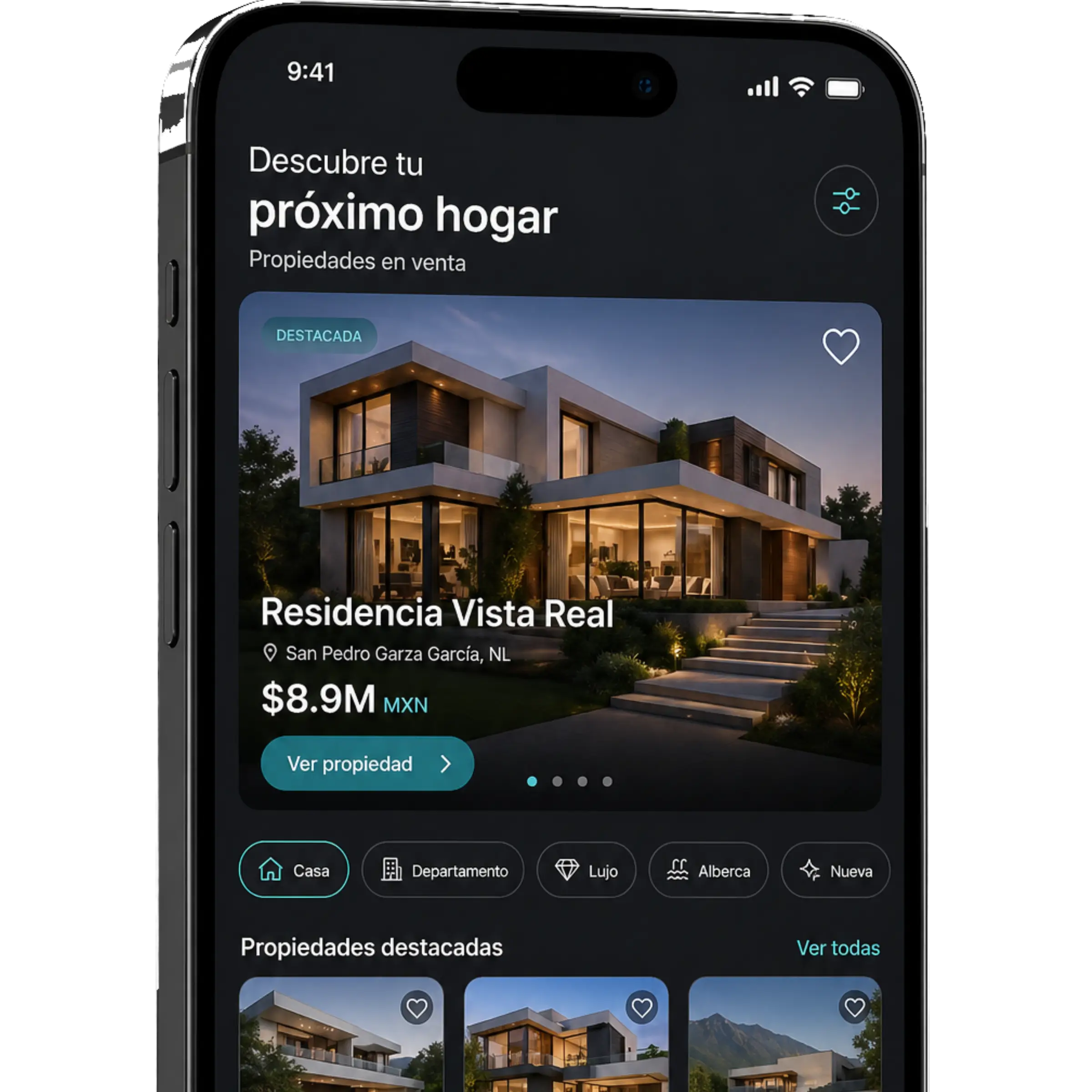 Listado de propiedades con filtros avanzados