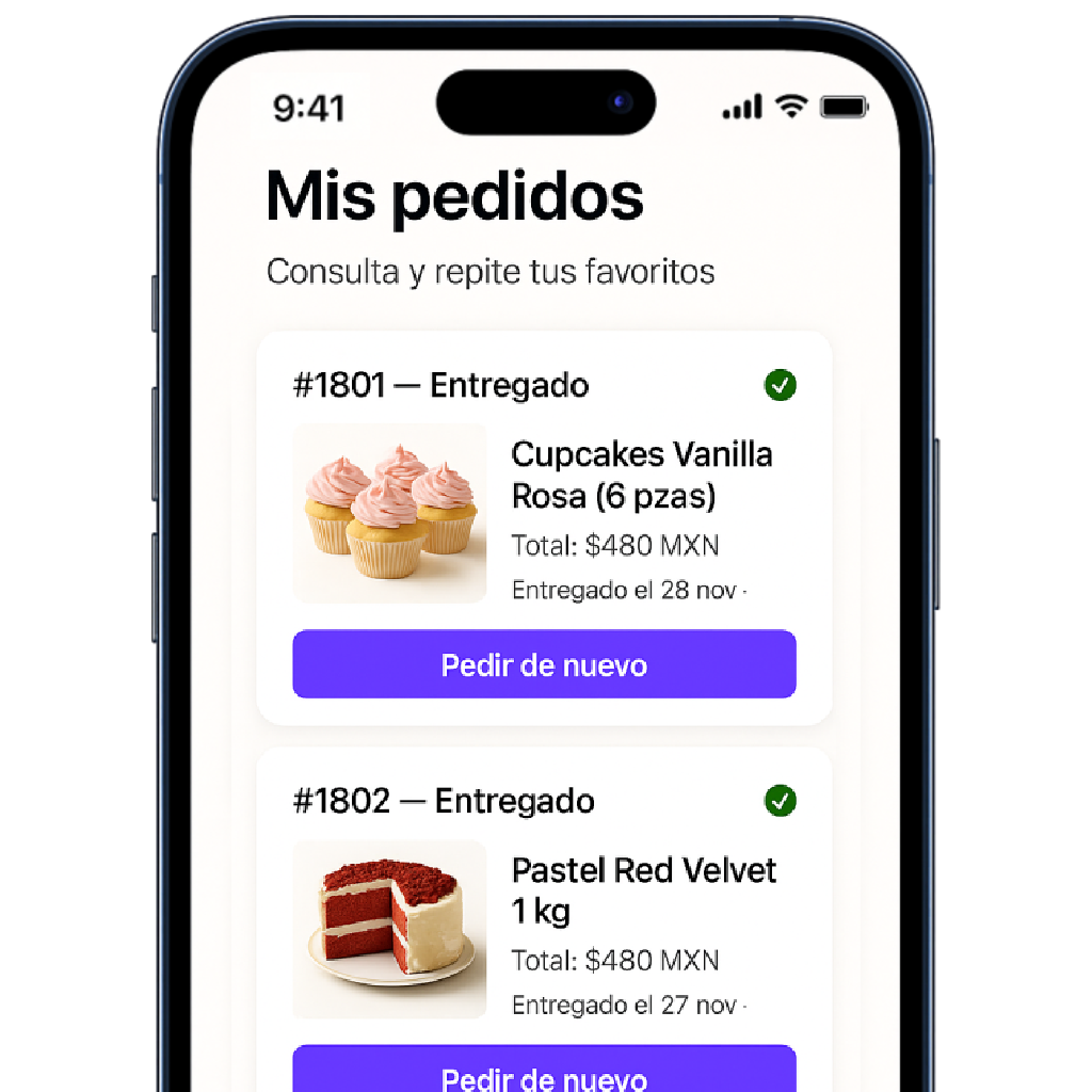 Historial de pedidos del cliente para volver a ordenar